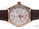 Rolex Geneve Cellini Date Watch Replica - Rose Gold White dial - Brown Leather Strap